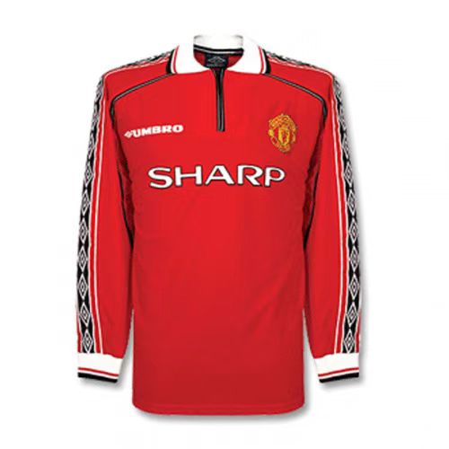 1998-00 Manchester United Beckham #7 Retro Jersey Home Long Sleeve