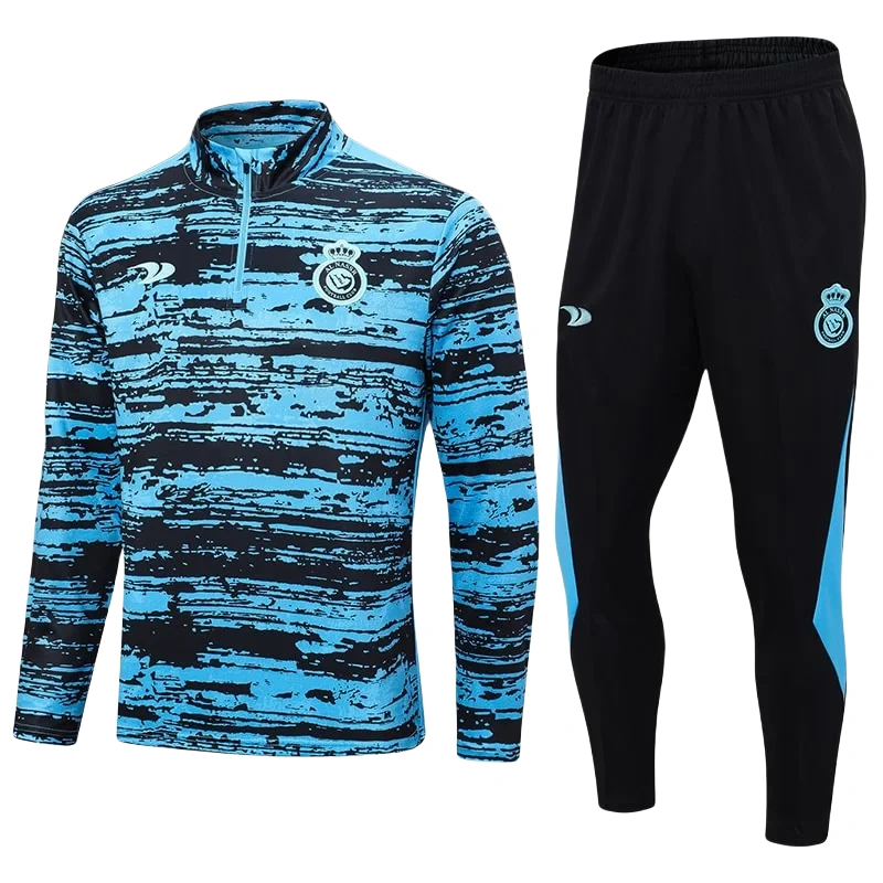 Al-Nassr Half-Pull Training Suit Blue Black Football Shirt 24-25