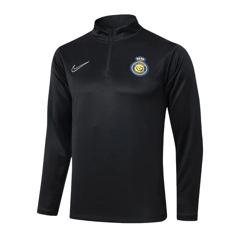 Al-Nassr Half-Pull Training Suit Black Football Shirt 24-25