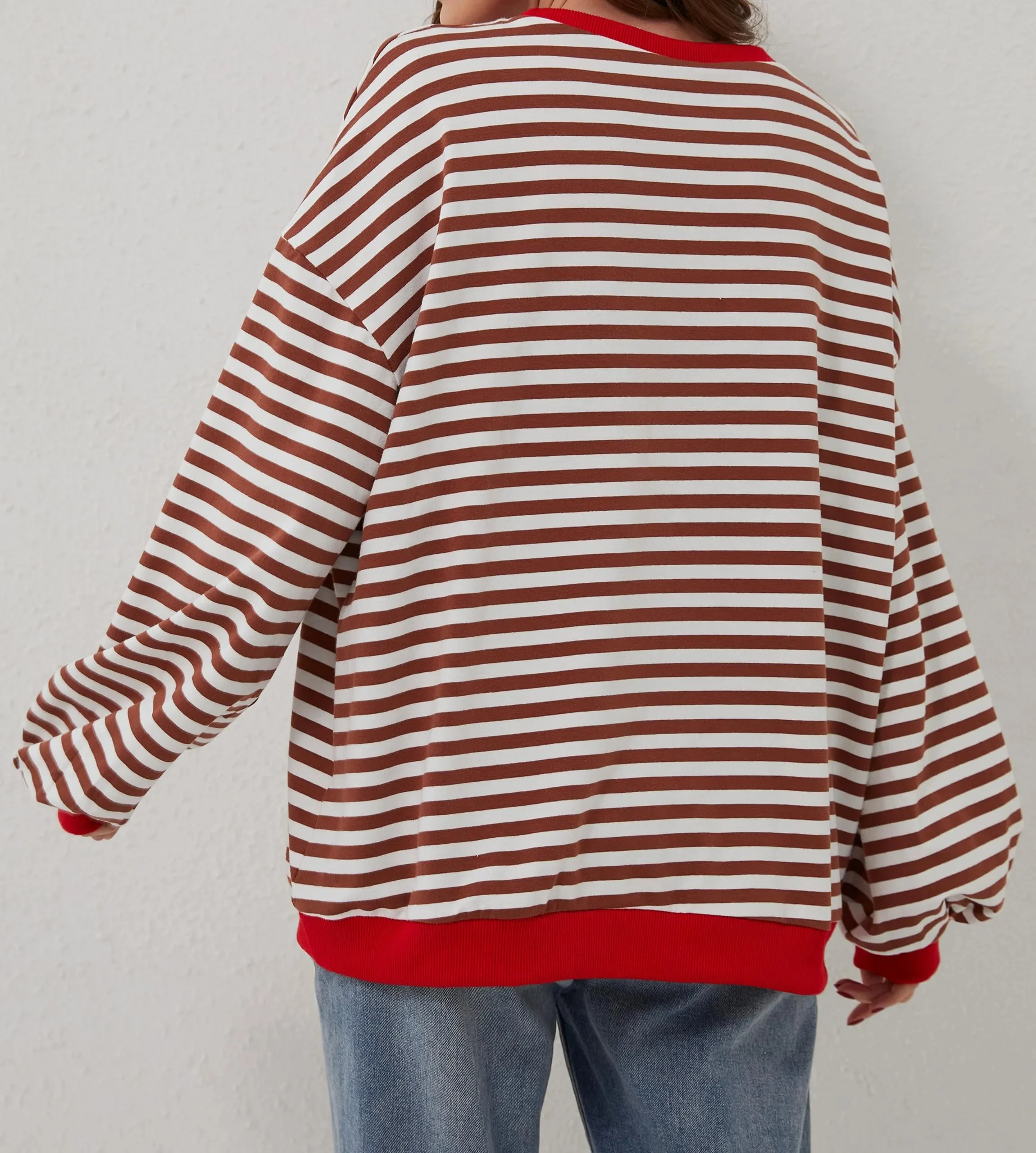 🔥2024 NEW🔥 WOMEN'S OVERSIZED STRIPED LONG SLEEVE PULLOVER (BUY 2 FREE SHIPPING)