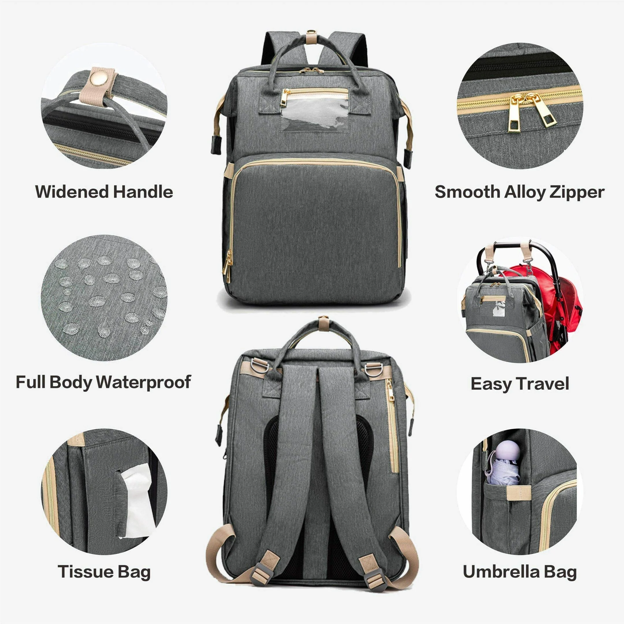 Mom's Choice: 2-In-1 Diaper Bag with Foldable Crib