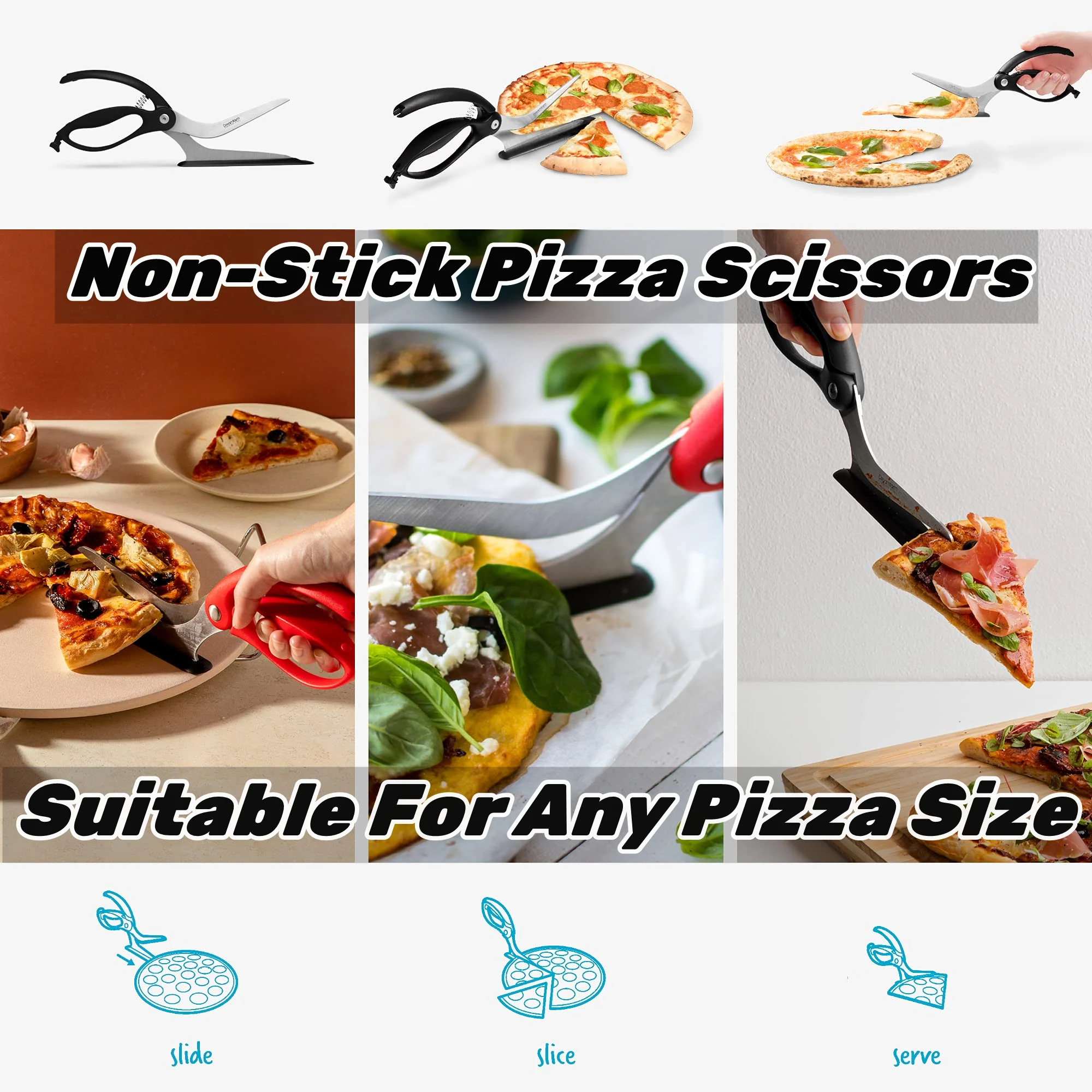 Non-Stick Pizza Scissors With Protective Server
