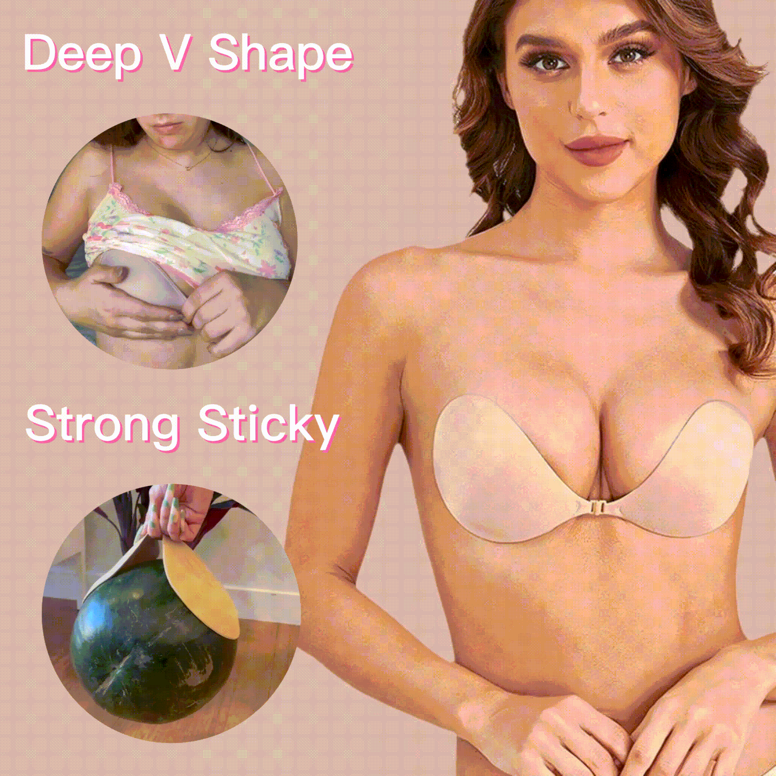 Strapless Reusable Sticky Invisible Push Up Bra 2 Pairs Set (Skin+Black)