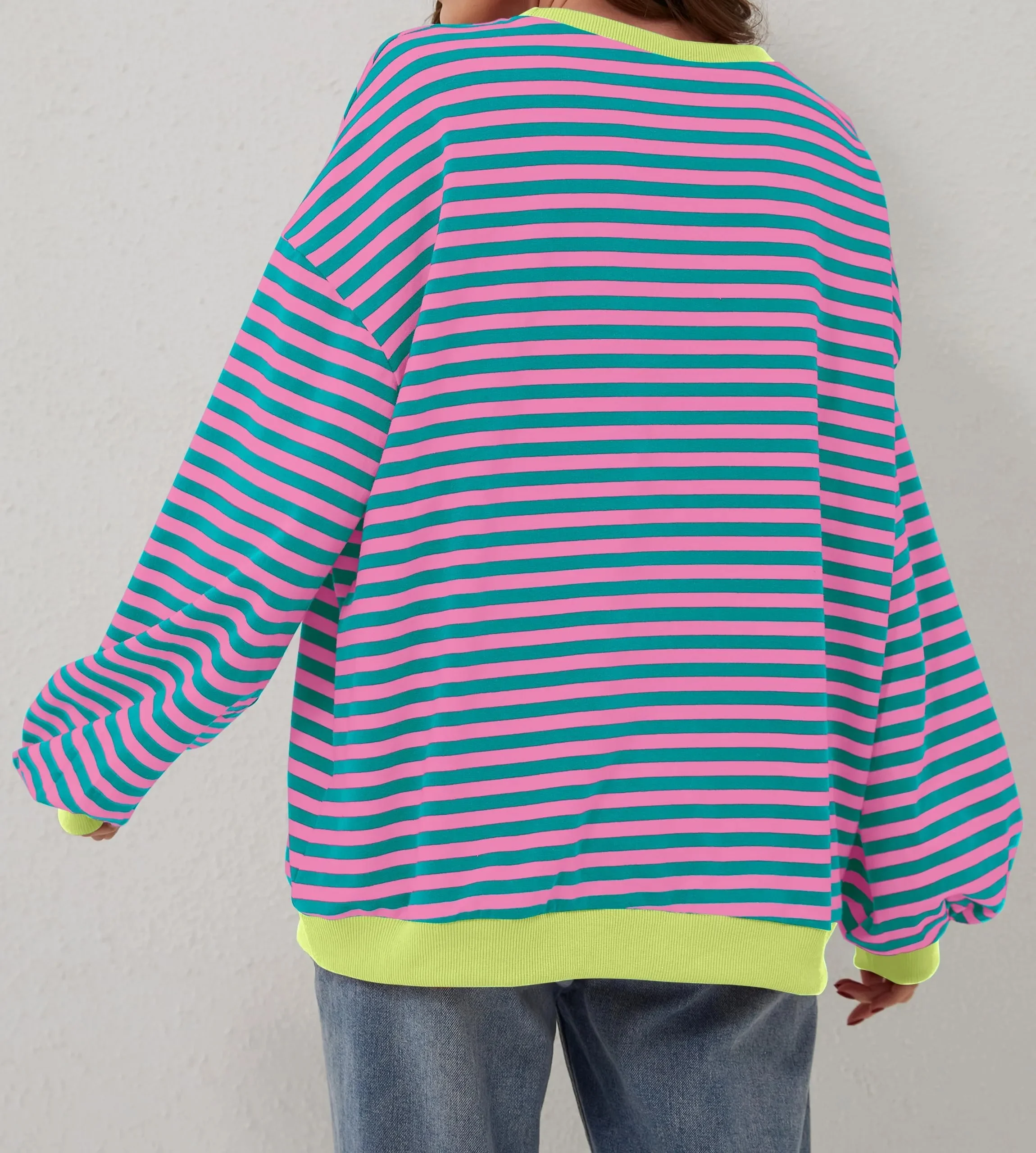 🔥2024 NEW🔥 WOMEN'S OVERSIZED STRIPED LONG SLEEVE PULLOVER (BUY 2 FREE SHIPPING)