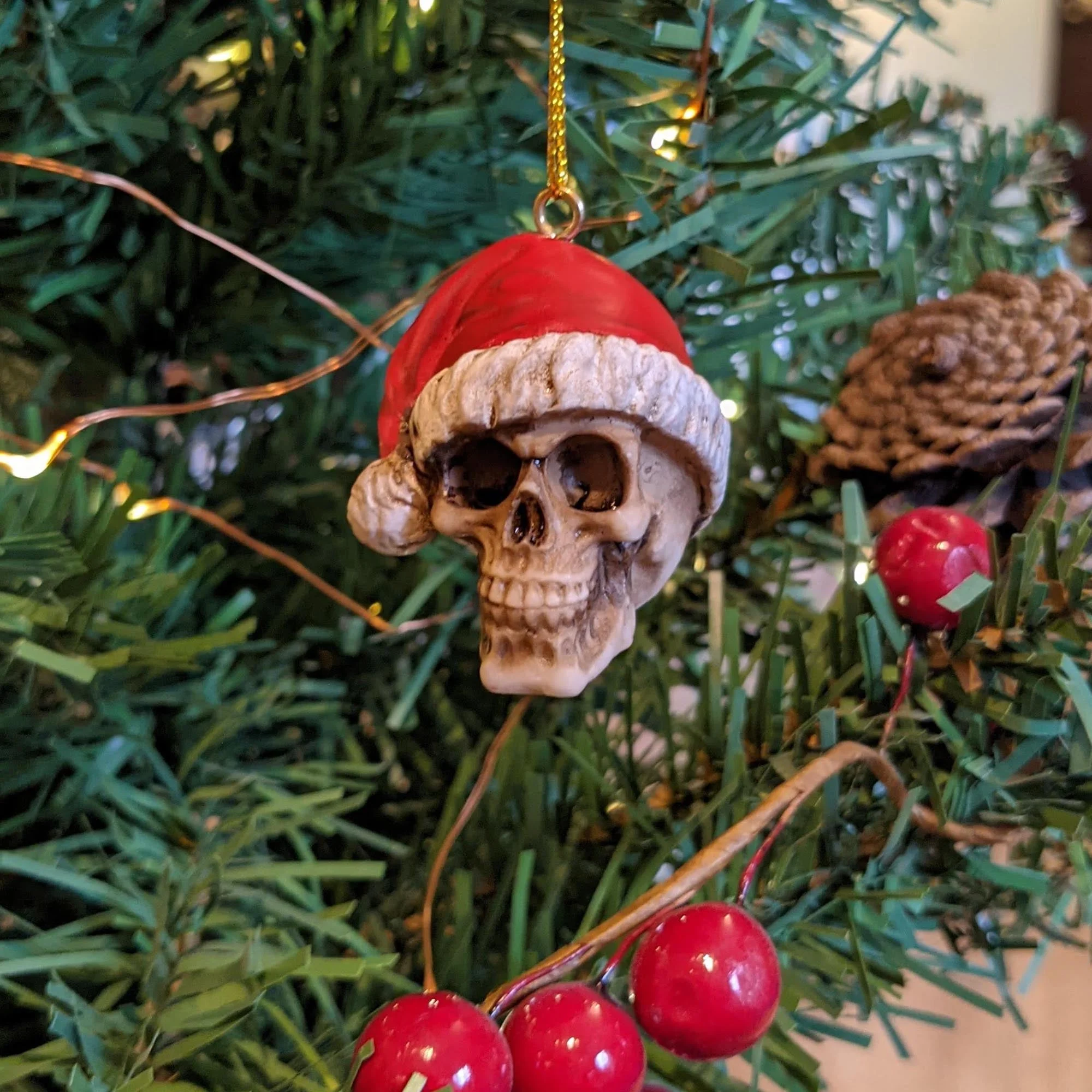 Silent Night Santa Skull Tree Ornament