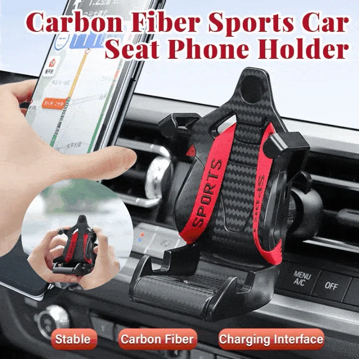 🔥Gem-Iddgenrt™ Carbon Fiber Sports Car Seat Phone Holder