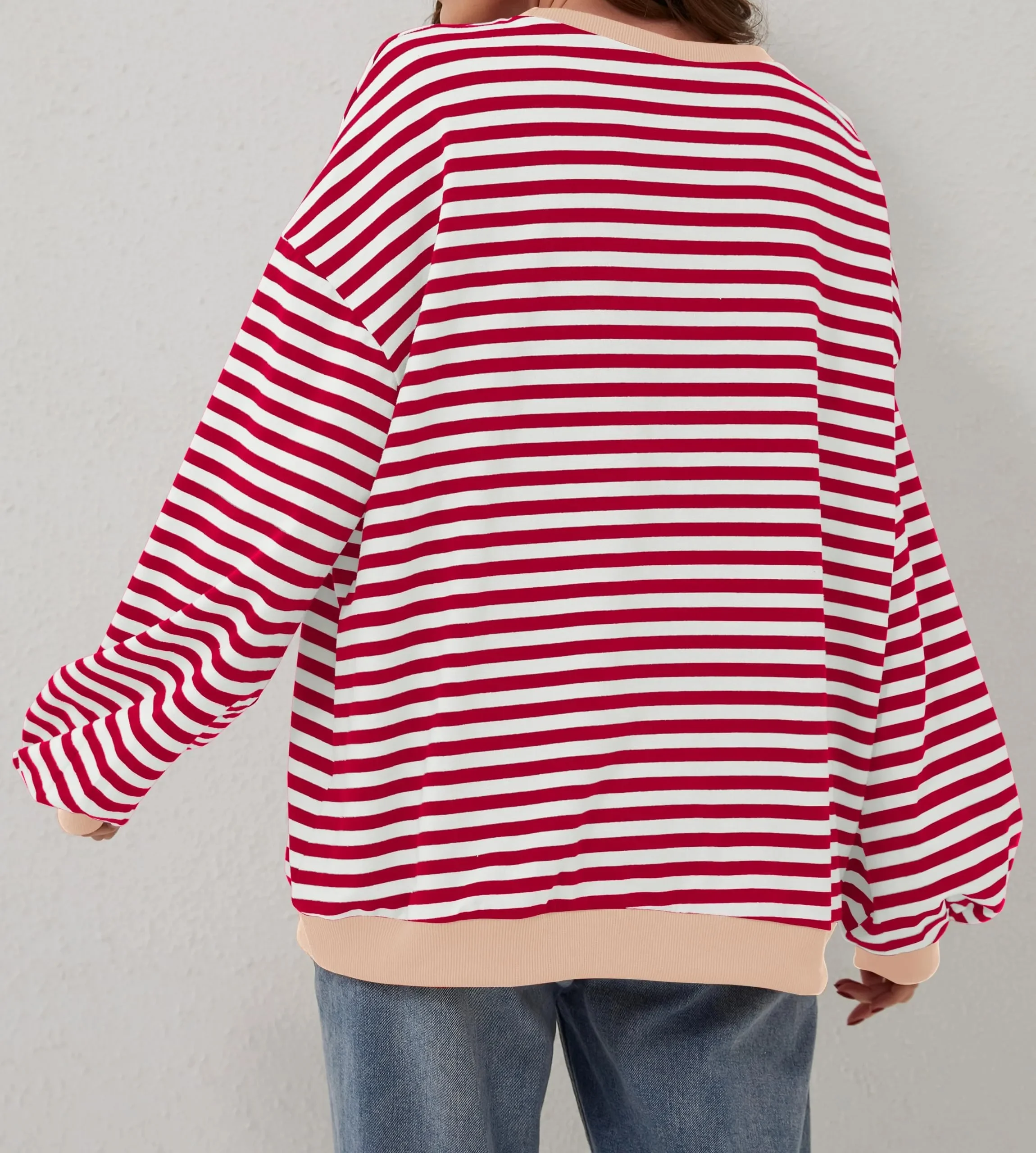 🔥2024 NEW🔥 WOMEN'S OVERSIZED STRIPED LONG SLEEVE PULLOVER (BUY 2 FREE SHIPPING)