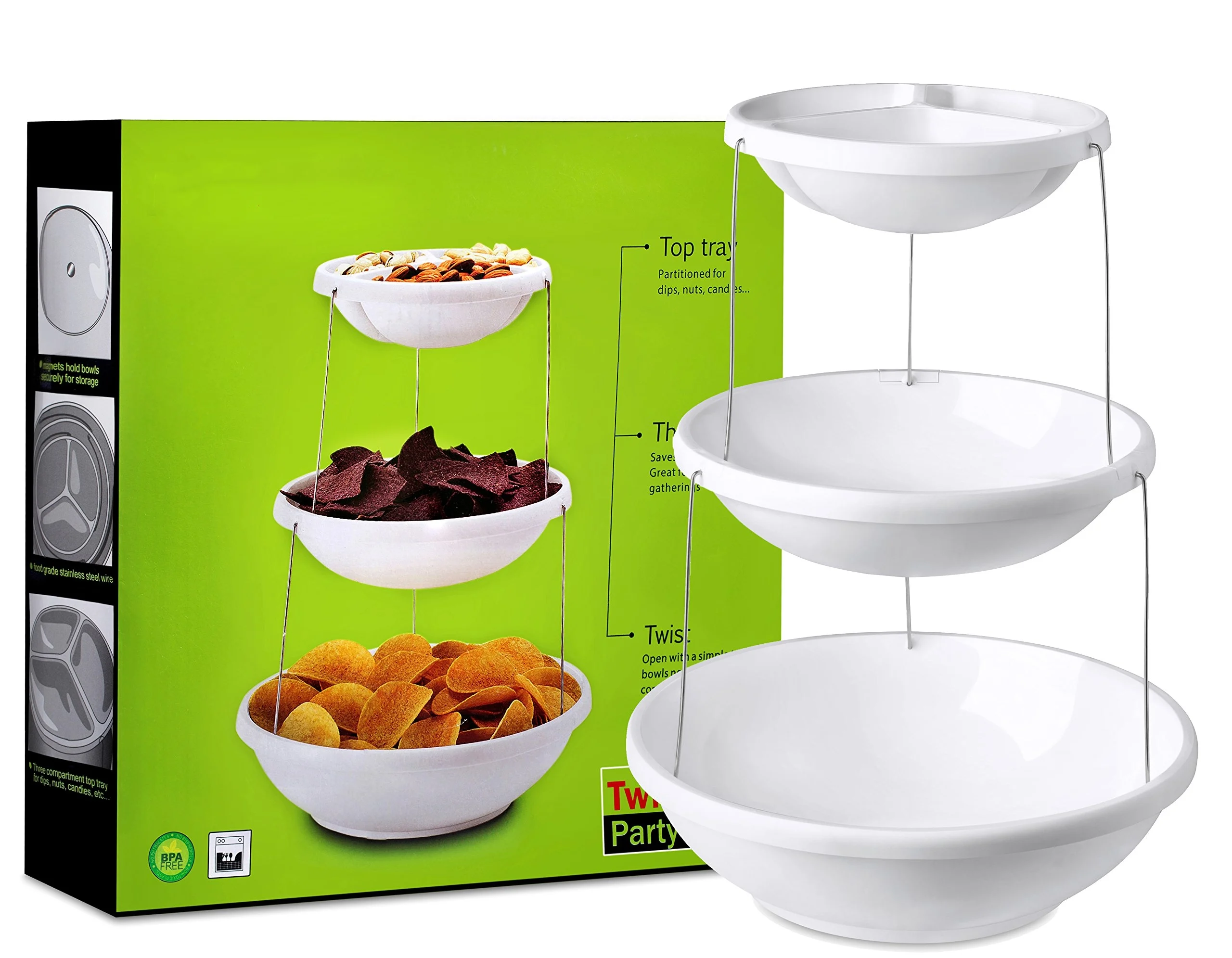Collapsible 3-Tier Party Tray
