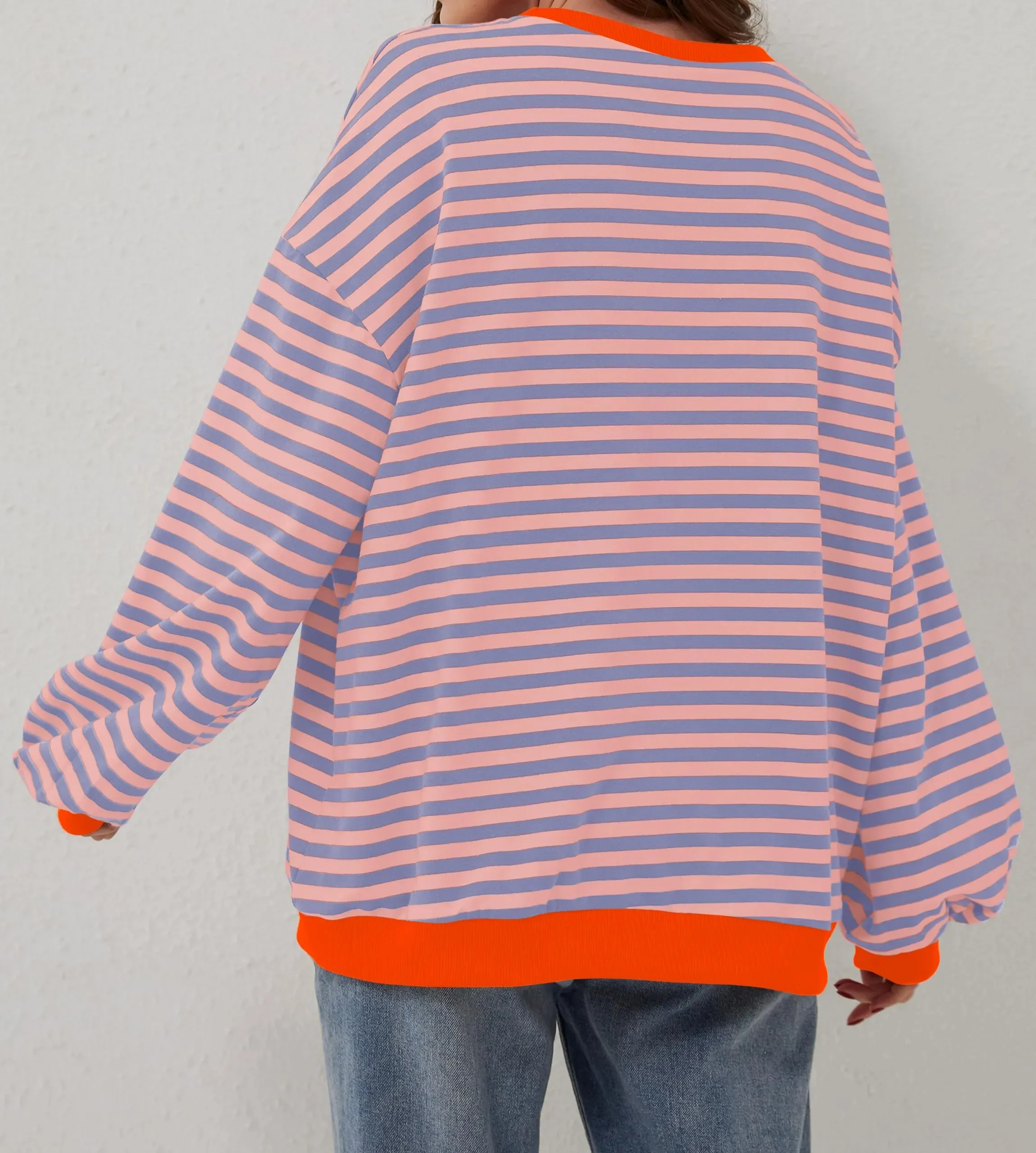 🔥2024 NEW🔥 WOMEN'S OVERSIZED STRIPED LONG SLEEVE PULLOVER (BUY 2 FREE SHIPPING)