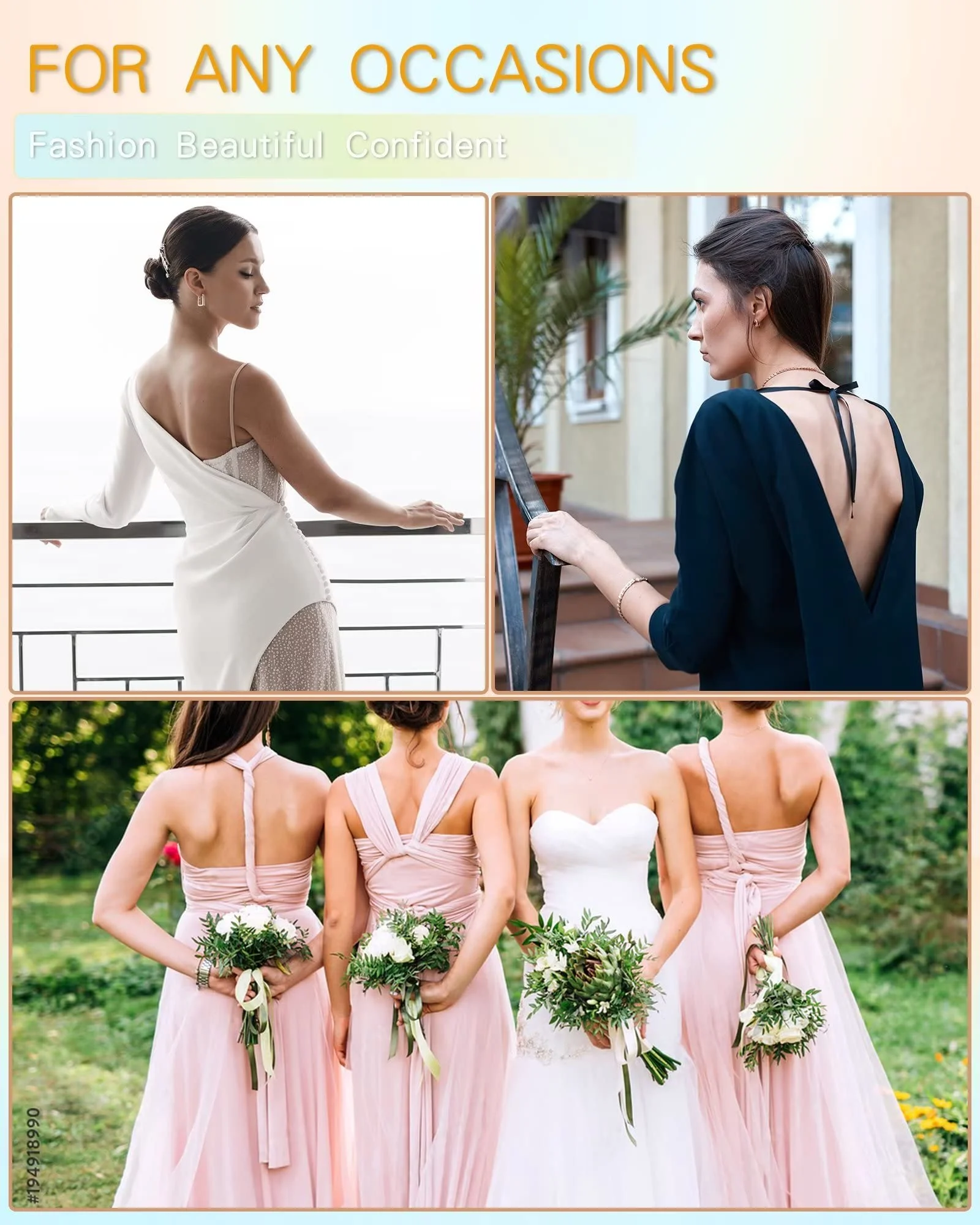 Invisible Adhesive Strapless Bra 2 Pairs Set (Skin+Black)