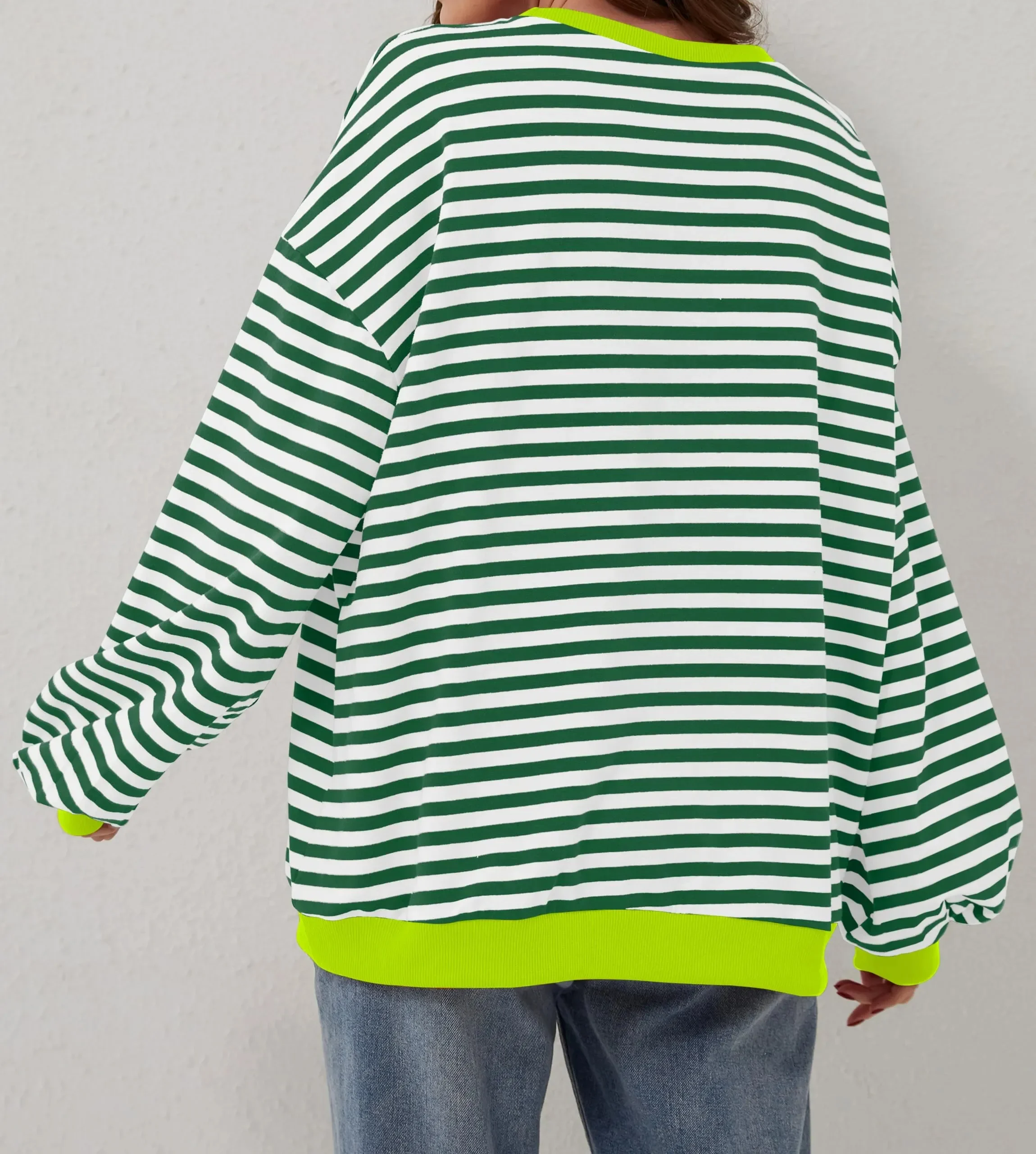 🔥2024 NEW🔥 WOMEN'S OVERSIZED STRIPED LONG SLEEVE PULLOVER (BUY 2 FREE SHIPPING)