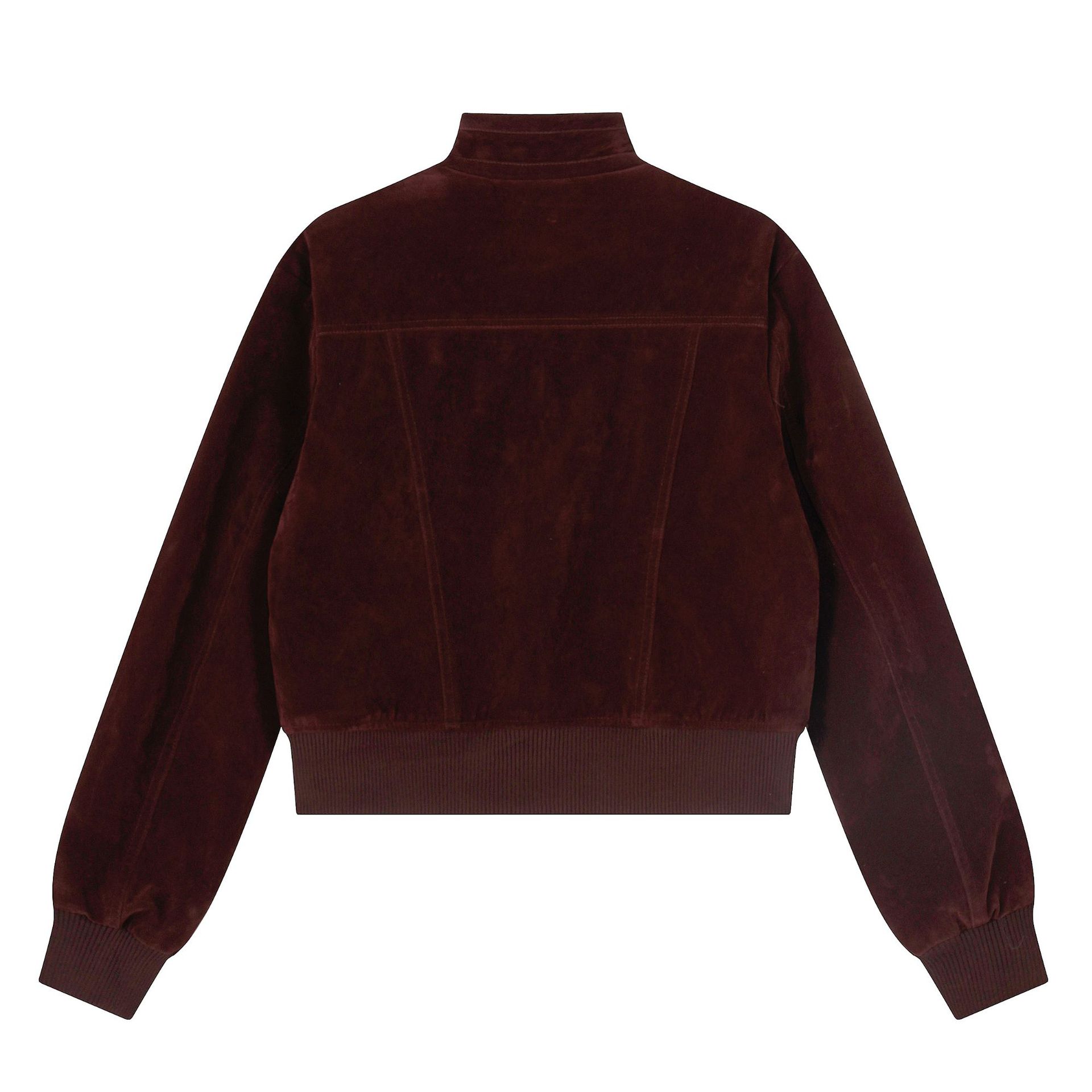 Vintage Faux Suede Bomber Jacket