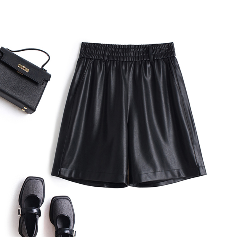 Classic Faux Leather Elastic Waist Shorts