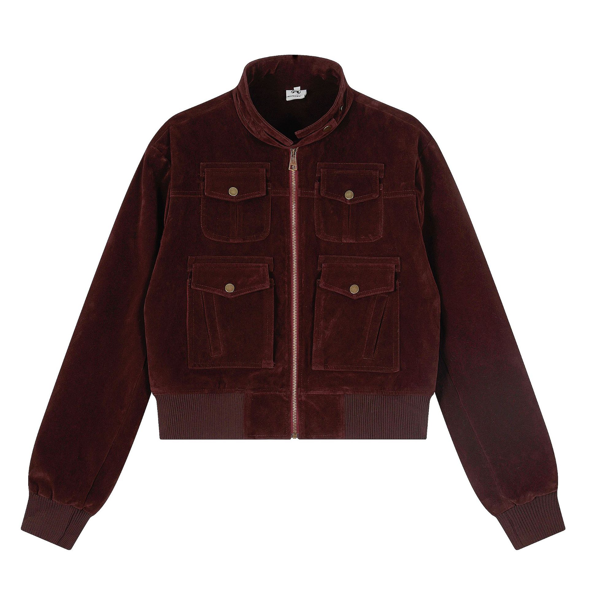 Vintage Faux Suede Bomber Jacket