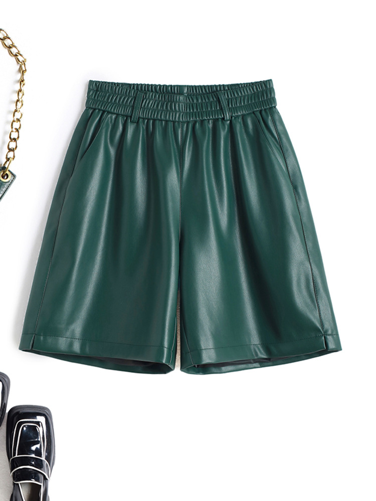 Classic Faux Leather Elastic Waist Shorts