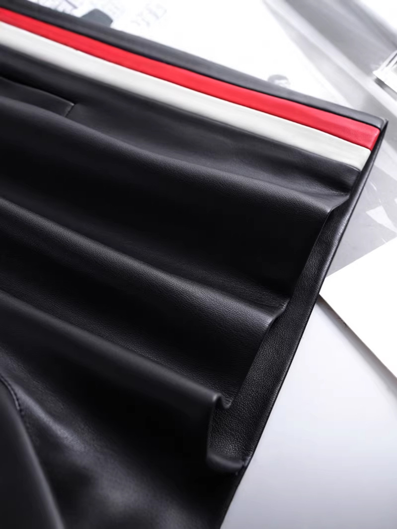 Elastic Waist Faux Leather Shorts with Side Stripes