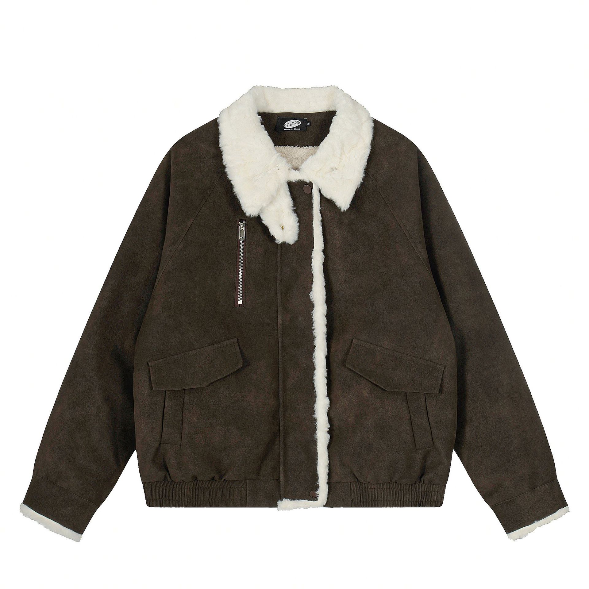 Vintage Shearling-Lined Aviator Jacket