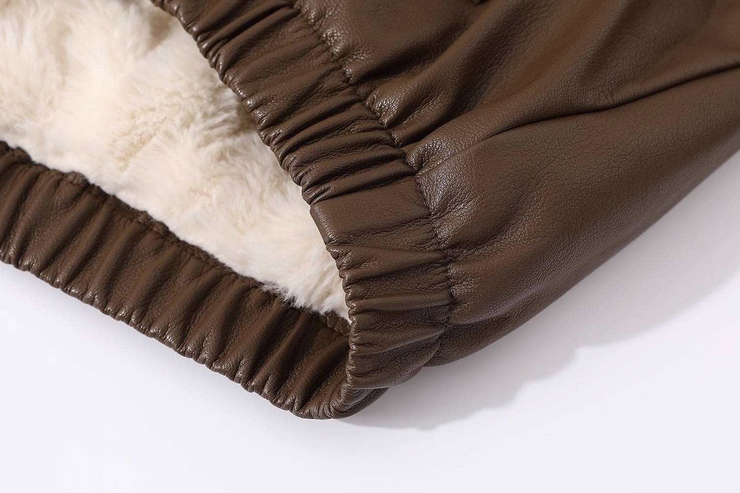 Faux Leather Shearling-Lined Jacket