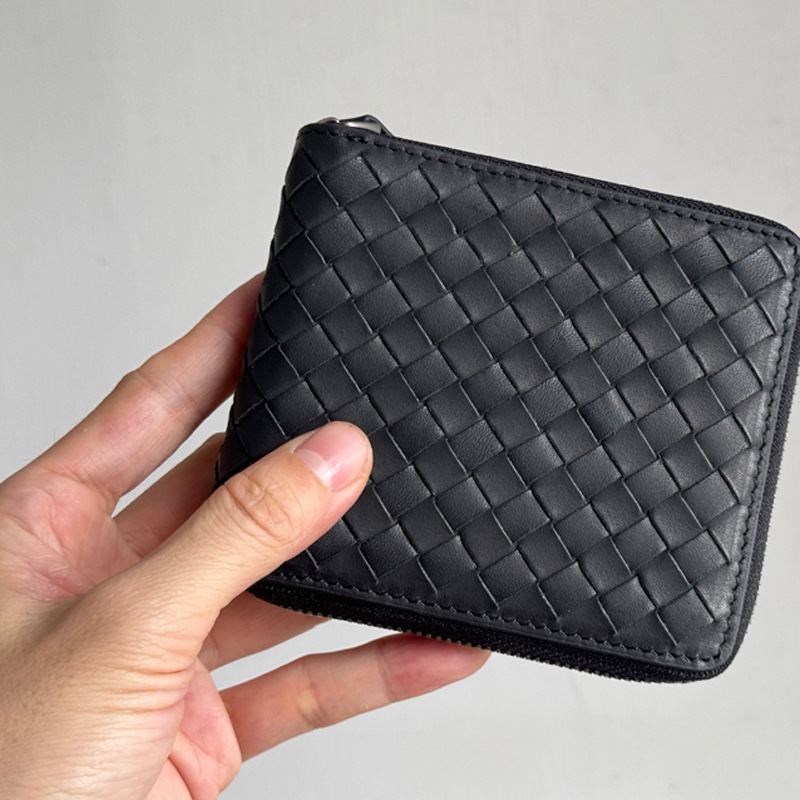 Woven Leather Zip Wallet