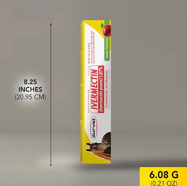 Ivermectin Paste Dewormer - 6.08g dose @ 1.87%-Apple Flavored, 3 Count