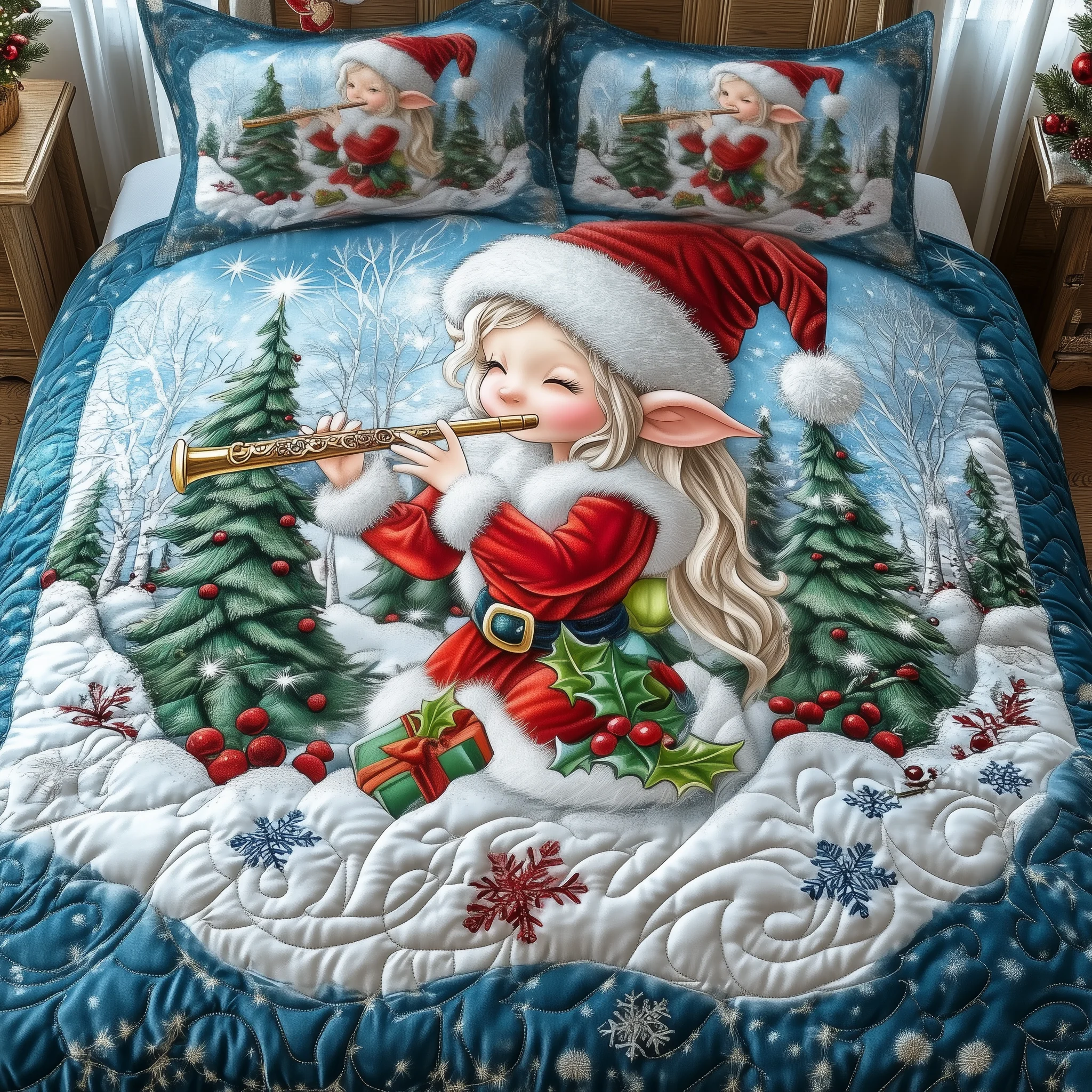 Christmas 3-Piece Quilted Bedding Set NCU0VT237