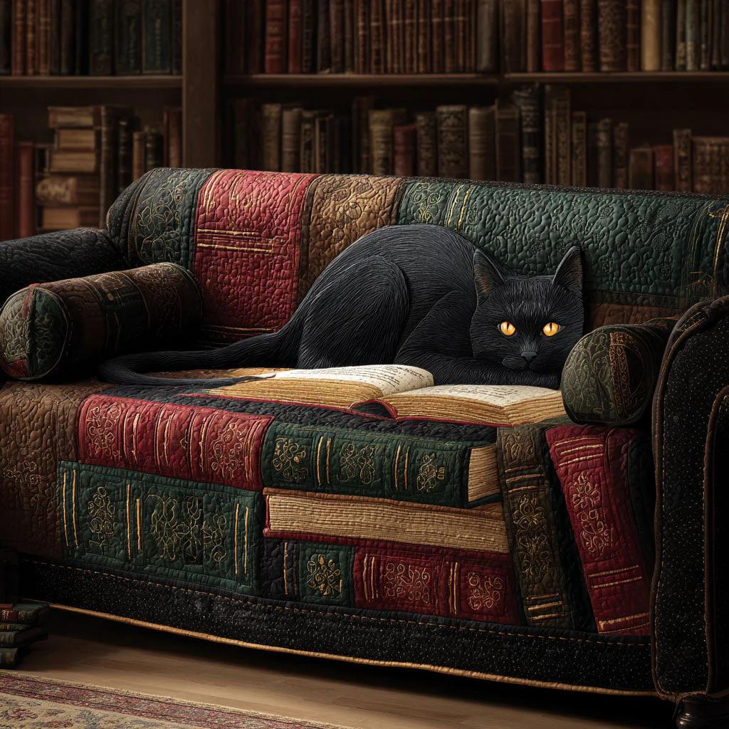 Reading Cat Quilted Sofa Cover NCU0VT355