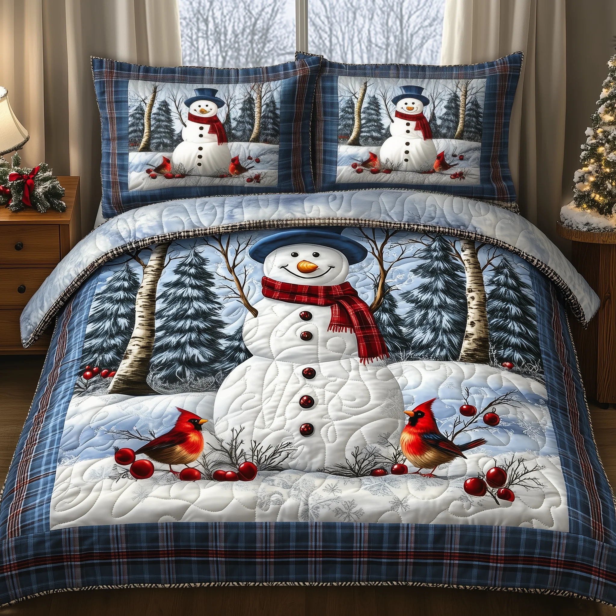 Christmas 3-Piece Quilted Bedding Set NCU0VT237