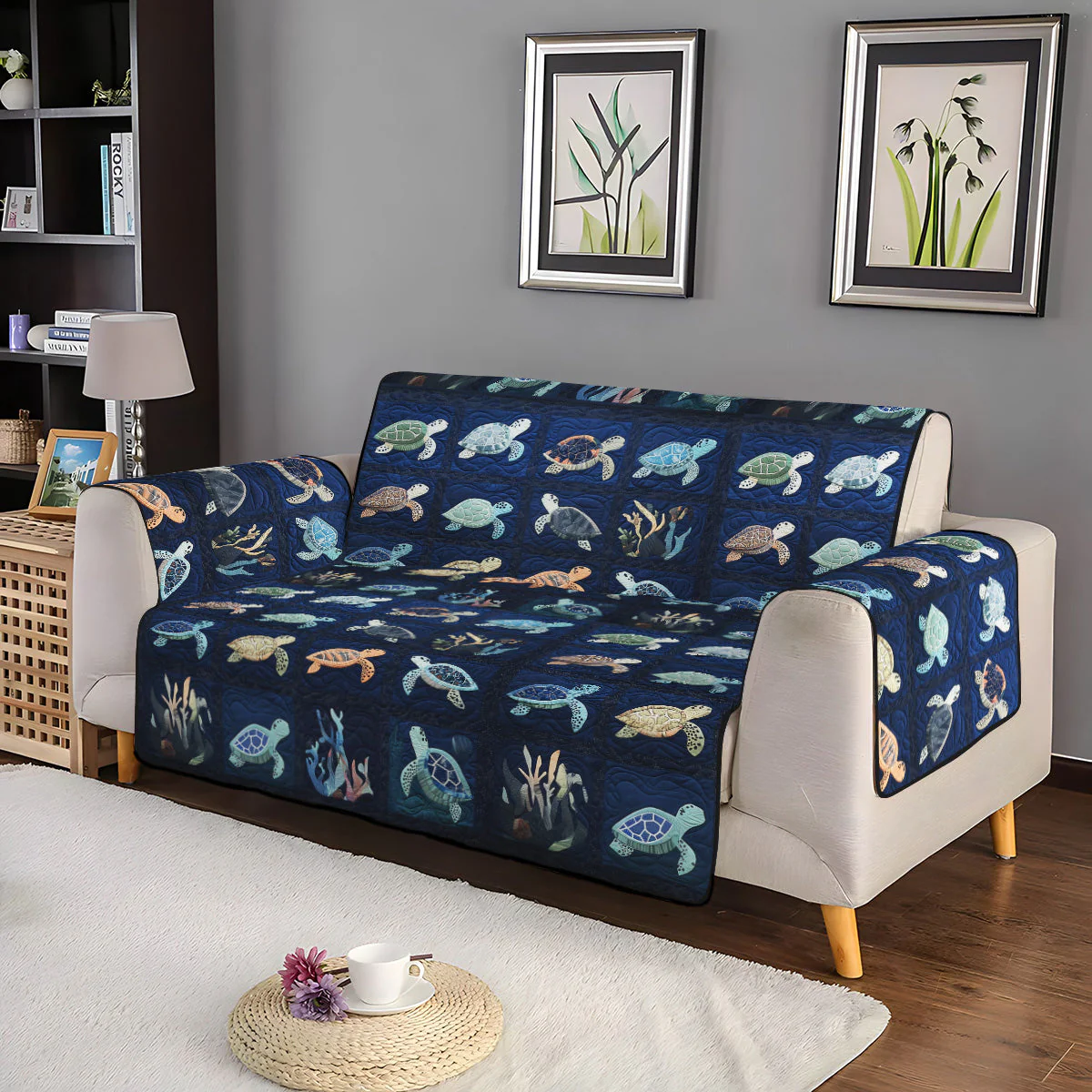 Oceanic Odyssey Quilted Sofa Cover NCU0PT1076