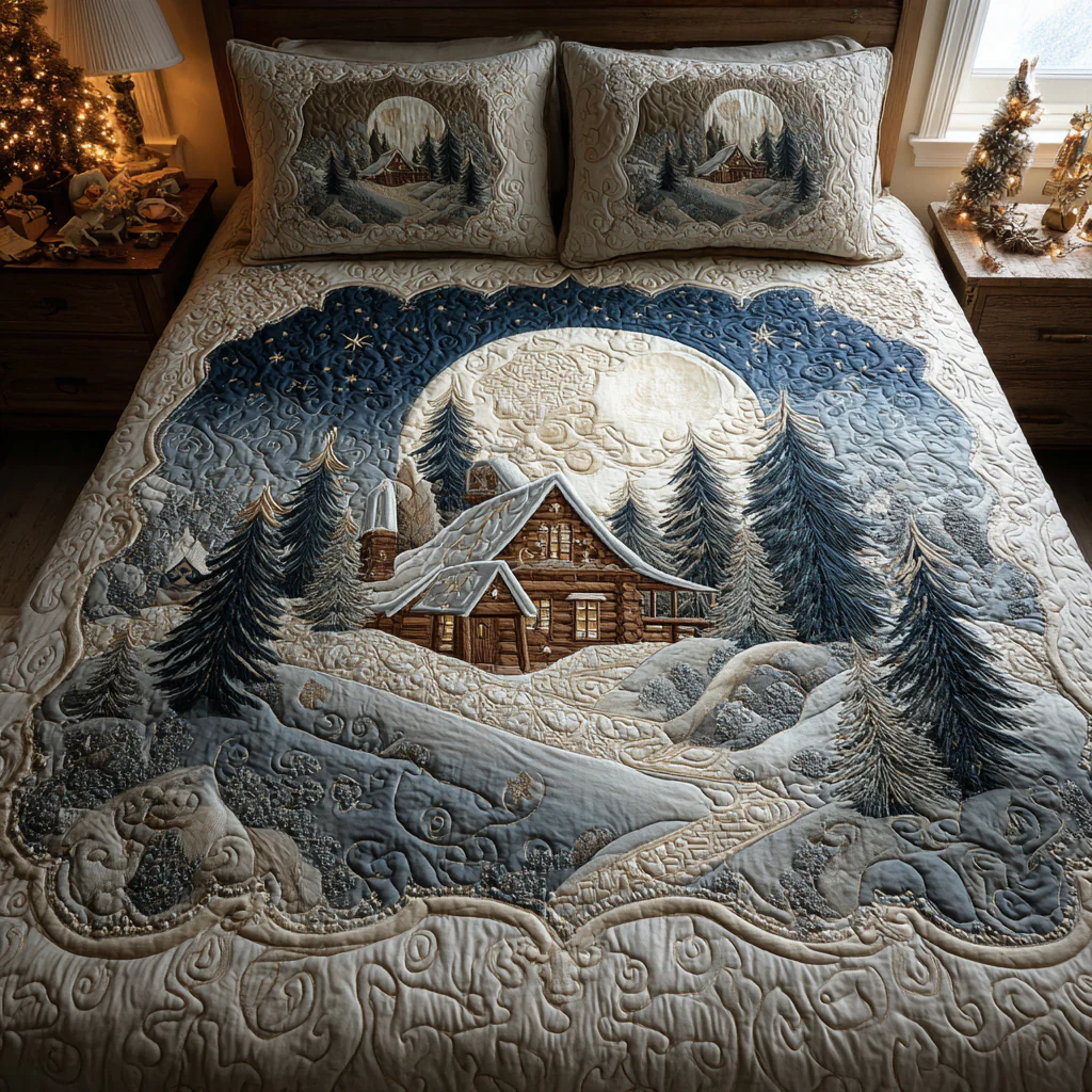 Christmas Tree 3-Piece Quilted Bedding Set NCU0VT341