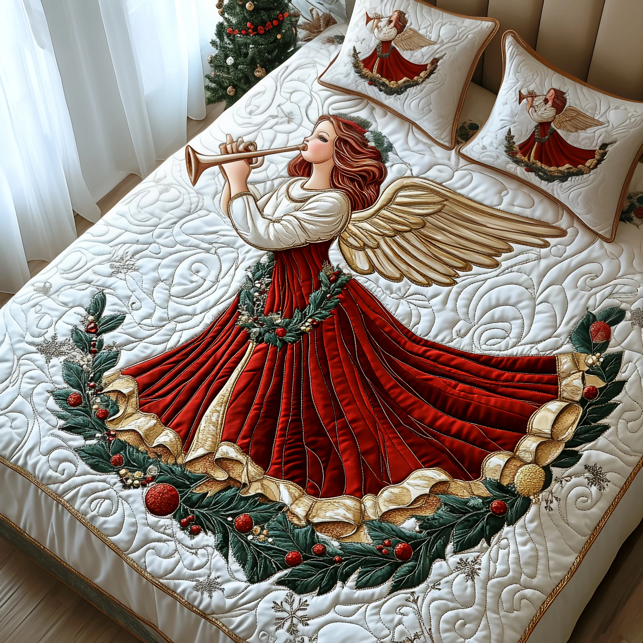 Christmas 3-Piece Quilted Bedding Set NCU0VT237