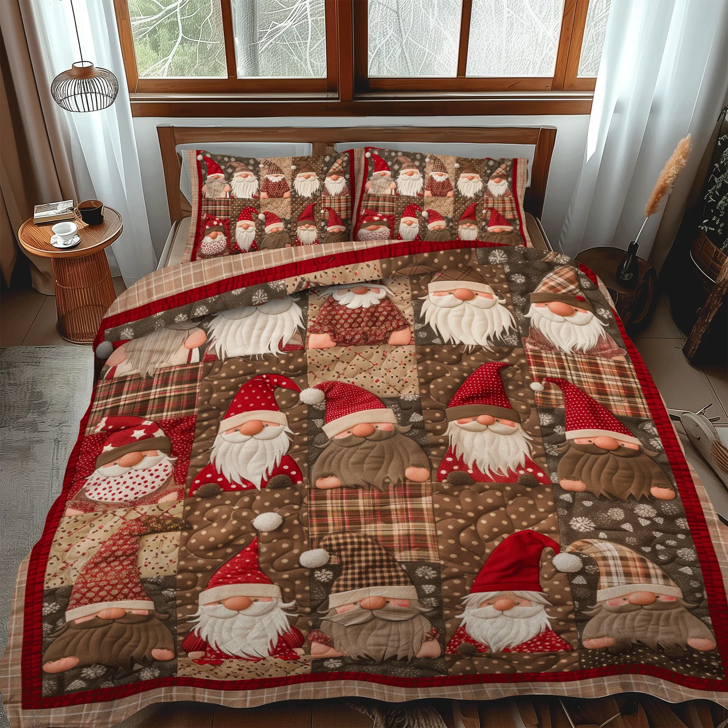 Gnome Cottage 3-Piece Quilted Bedding Set NCU0TH1049