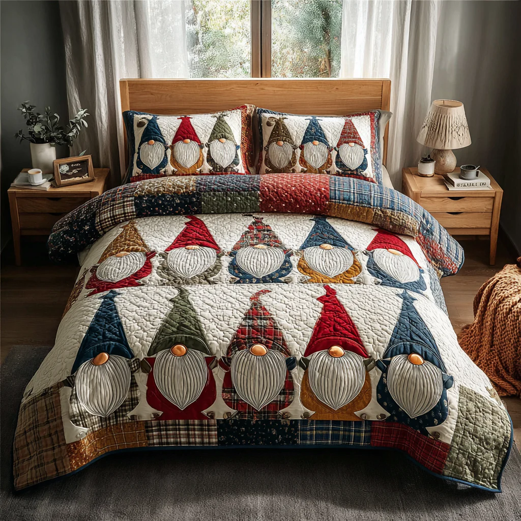 Gnome 3-Piece Quilted Bedding Set NCU0VT281