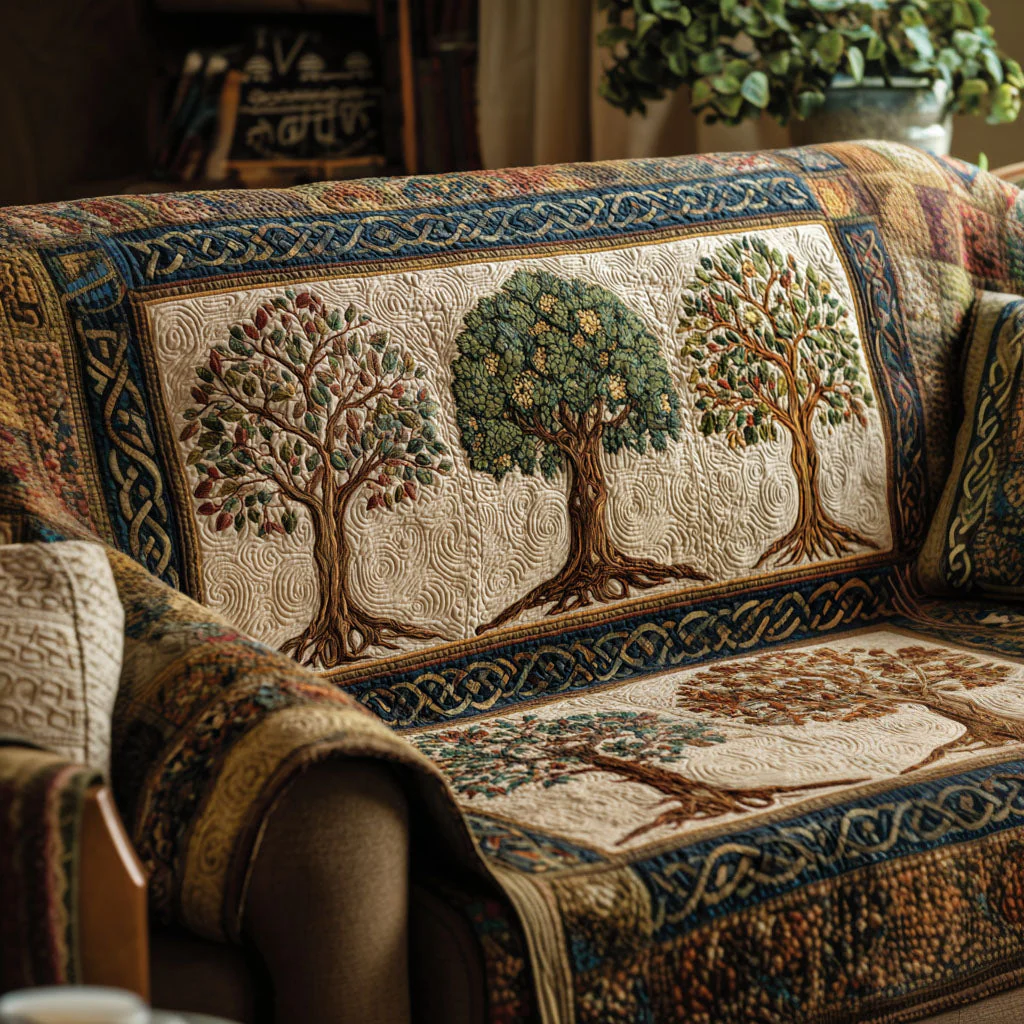 Tree Of Life Quilted Sofa Cover NCU0VT364
