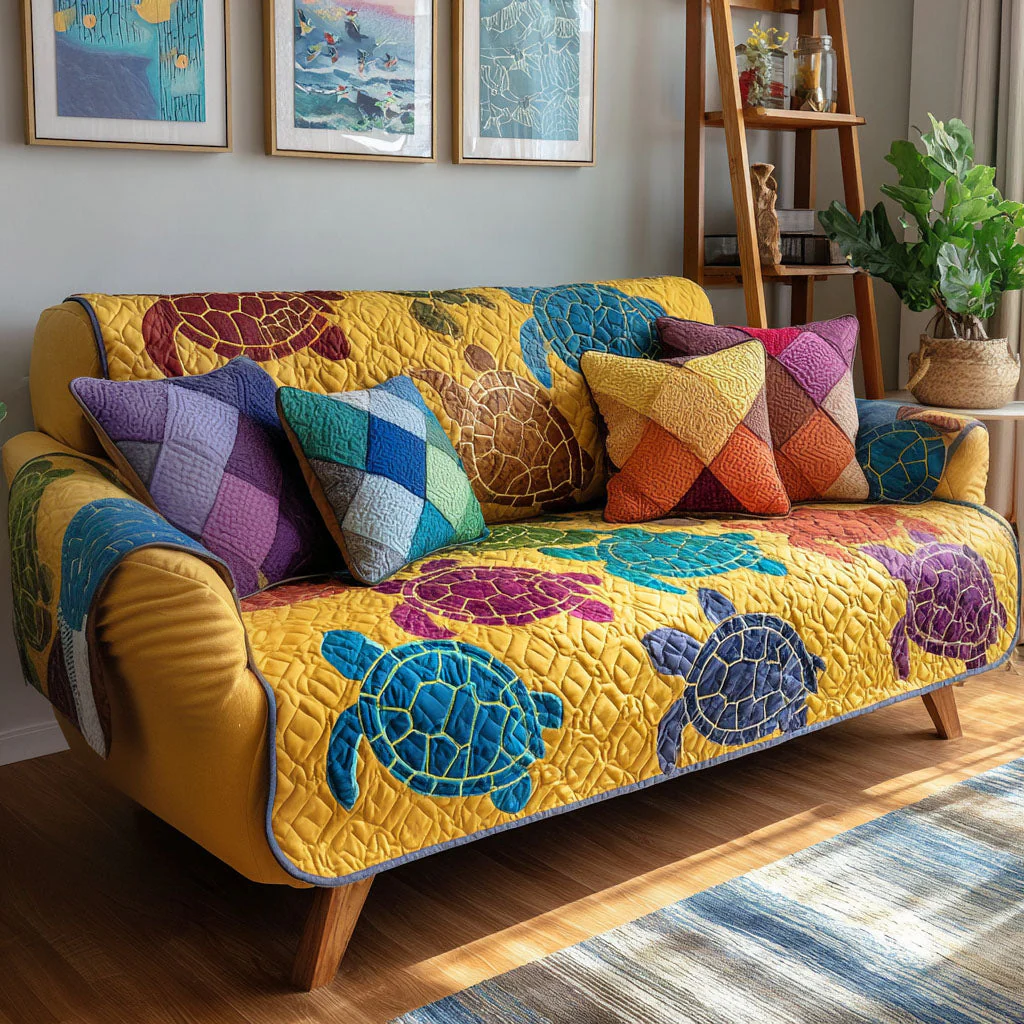 Coastal Quilted Sofa Cover NCU0VT362