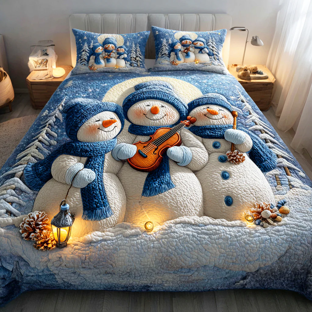 Snowmen Wonderland 3-Piece Quilted Bedding Set NCU0VT308