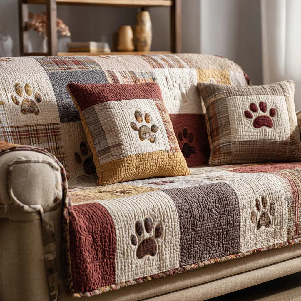 Pet Paw Quilted Sofa Cover NCU0VT338