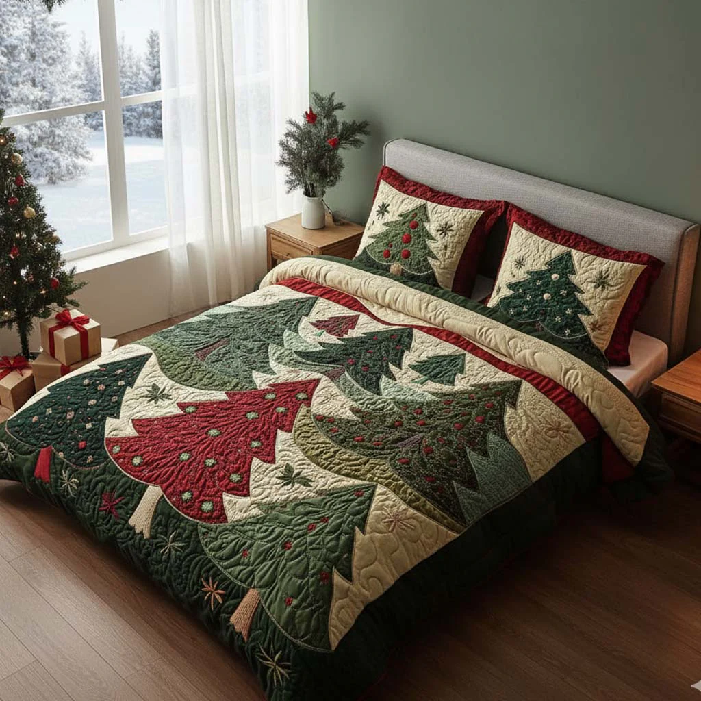 Forest Of Joy 3-Piece Quilted Bedding Set NCU0NT1732