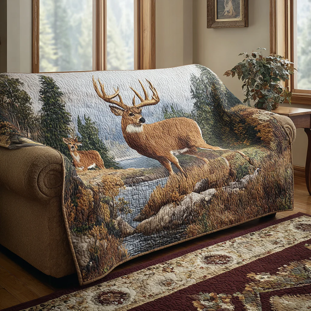 Deer Quilted Sofa Cover NCU0VT336