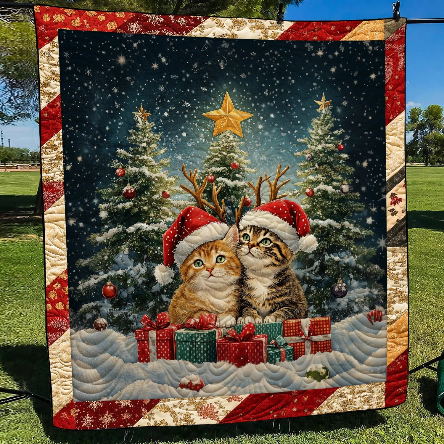 Meowy Festive Quilted Blanket NCU0TL1697