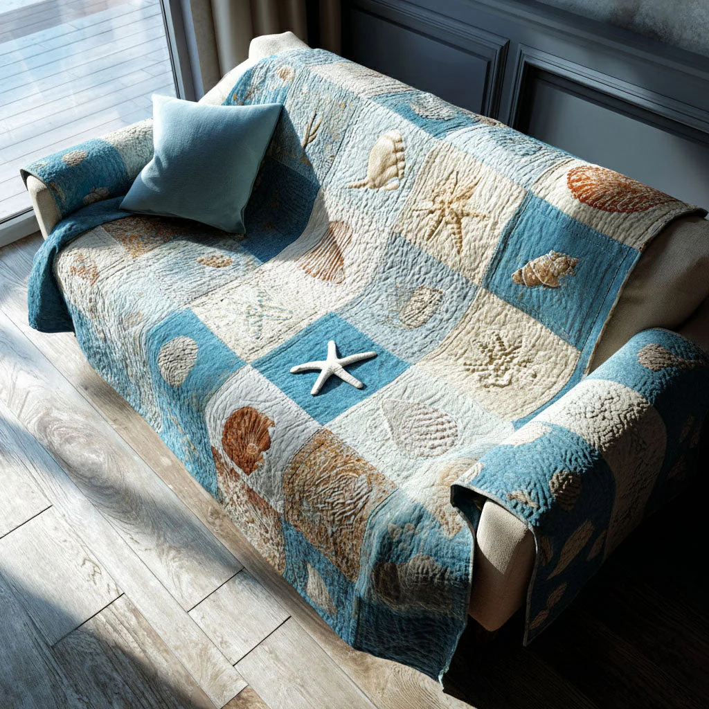 Coastal Quilted Sofa Cover NCU0VT362