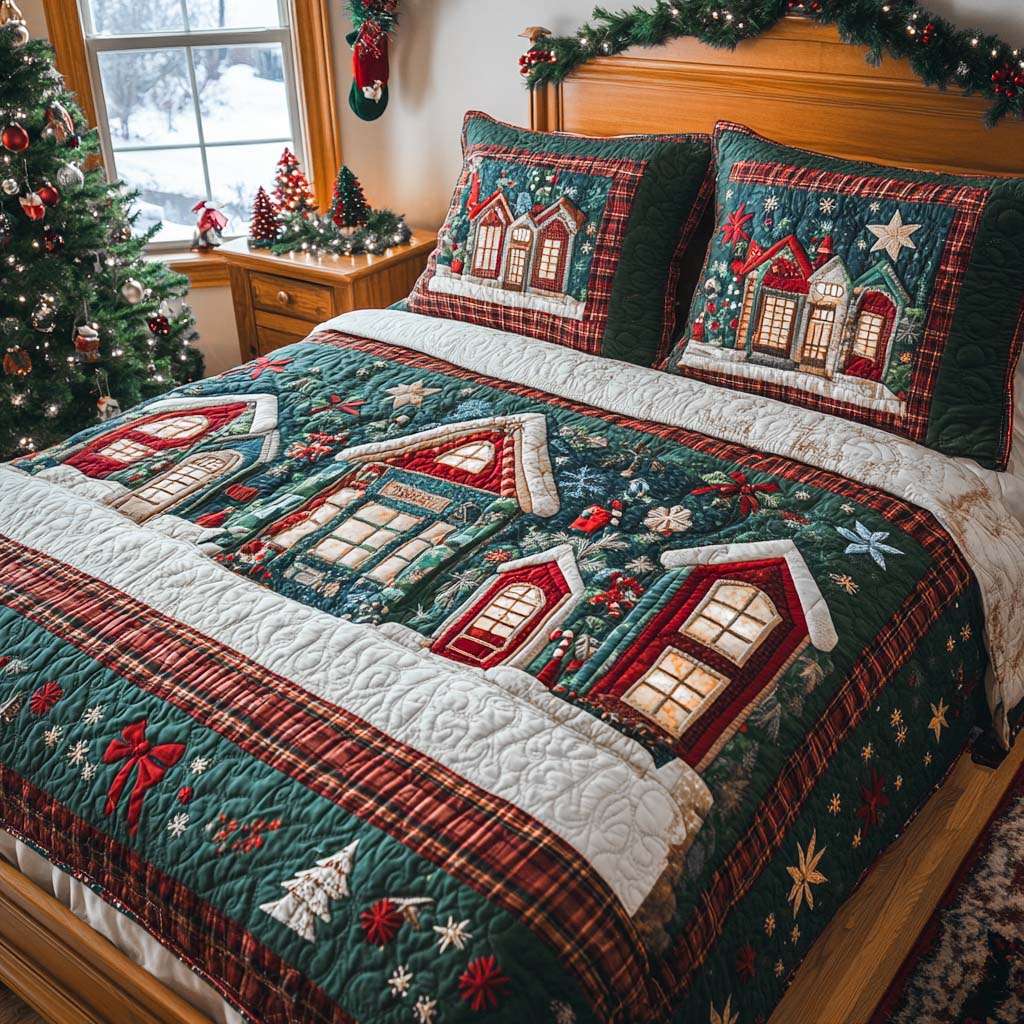 Christmas 3-Piece Quilted Bedding Set NCU0VT261