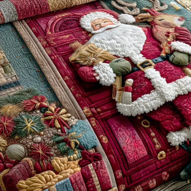 Santa Warm Welcome 3-Piece Quilted Bedding Set NCU0TD1544