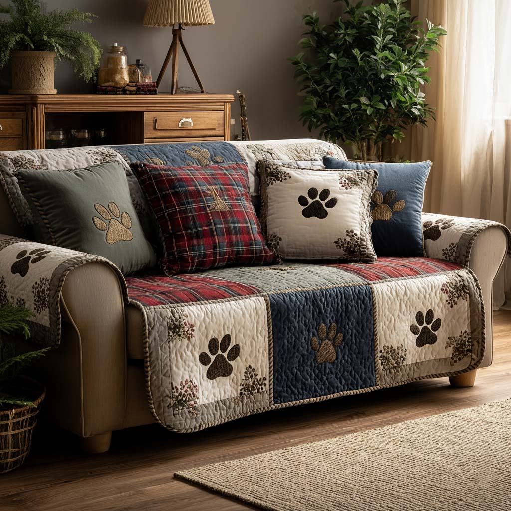 Pet Paw Quilted Sofa Cover NCU0VT338