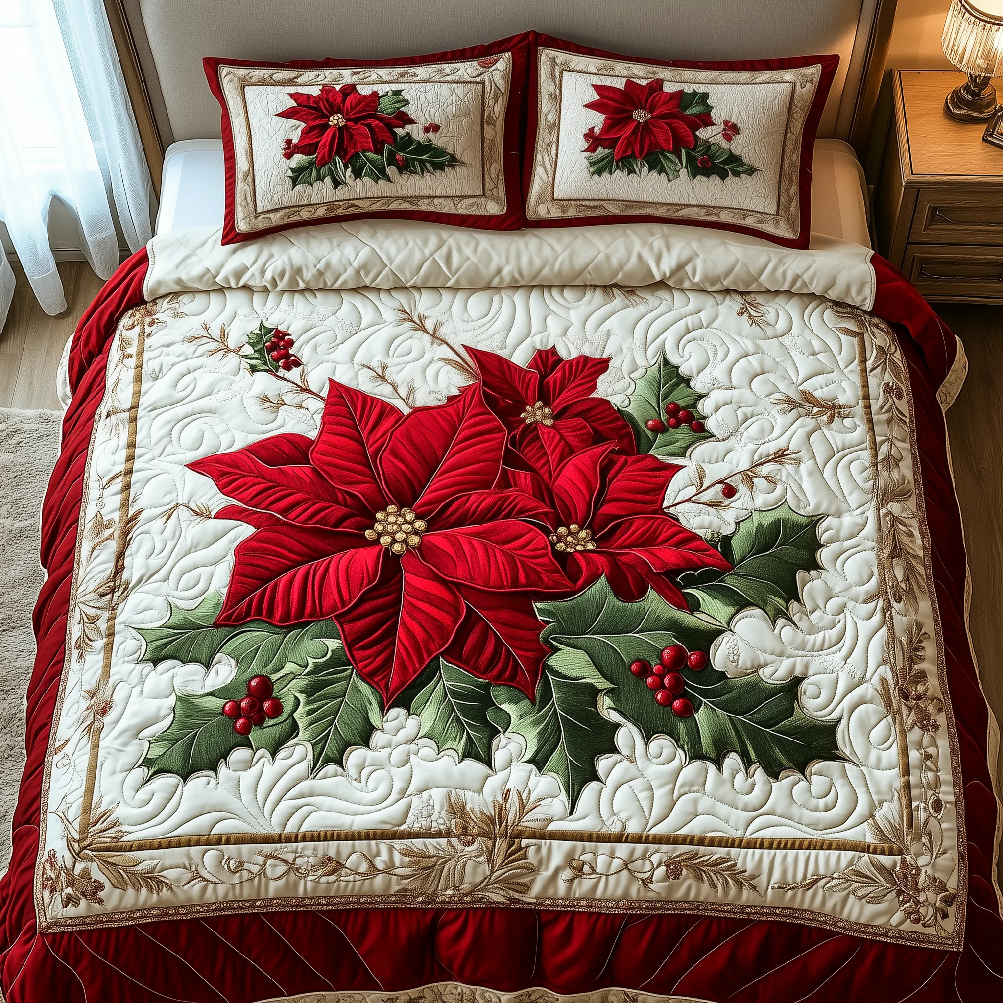 Christmas 3-Piece Quilted Bedding Set NCU0VT237