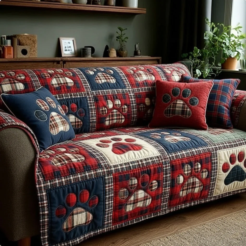 Pet Paw Quilted Sofa Cover NCU0VT358