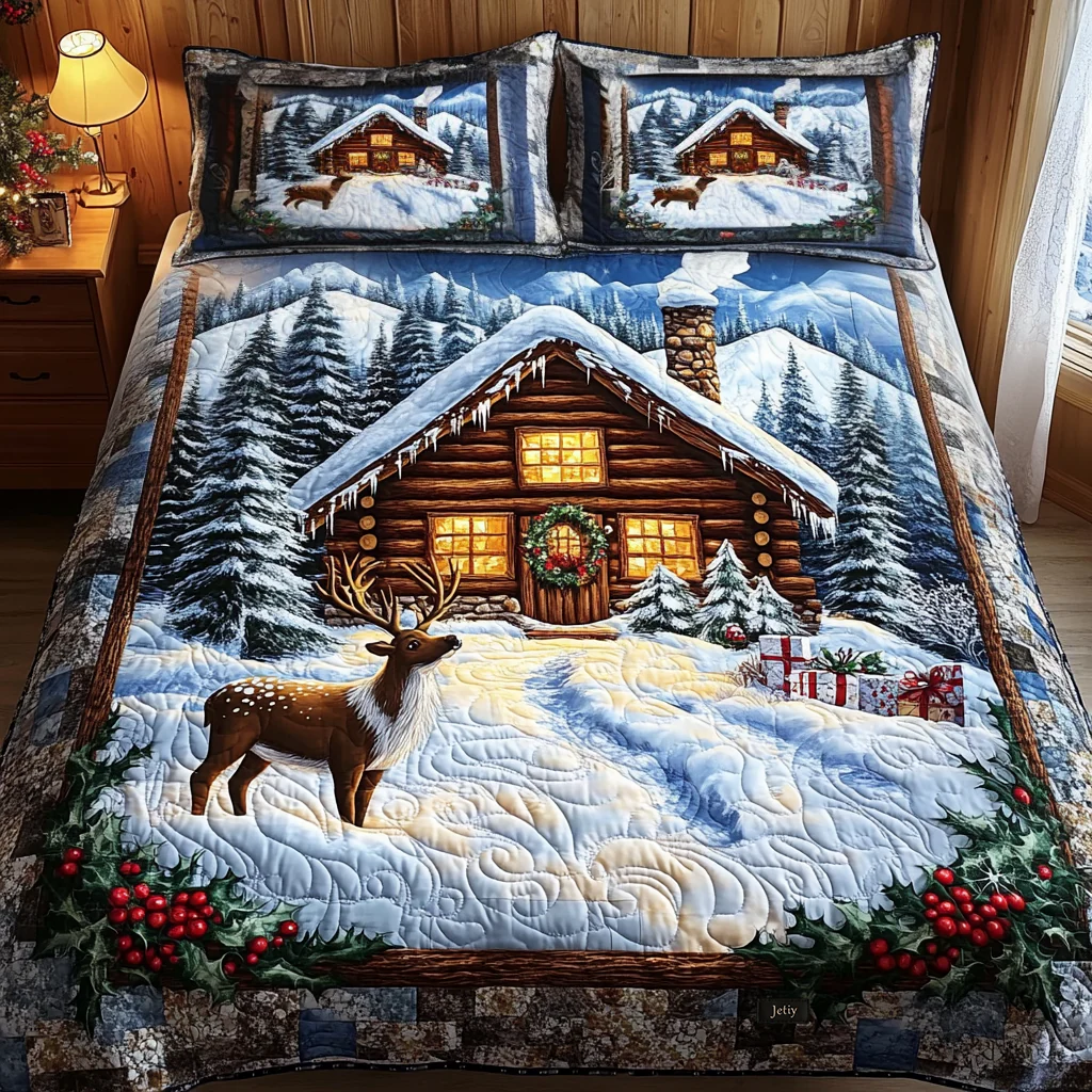 Christmas 3-Piece Quilted Bedding Set NCU0VT237