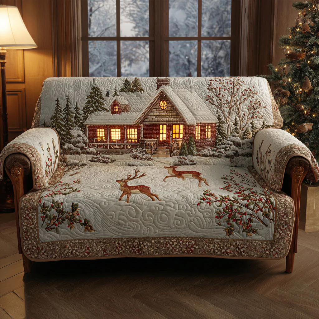 Winter Cabin Quilted Sofa Cover NCU0VT343