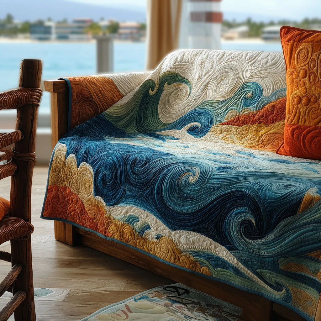 Coastal Quilted Sofa Cover NCU0VT362