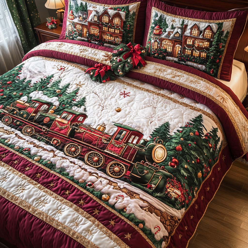 Christmas 3-Piece Quilted Bedding Set NCU0VT261