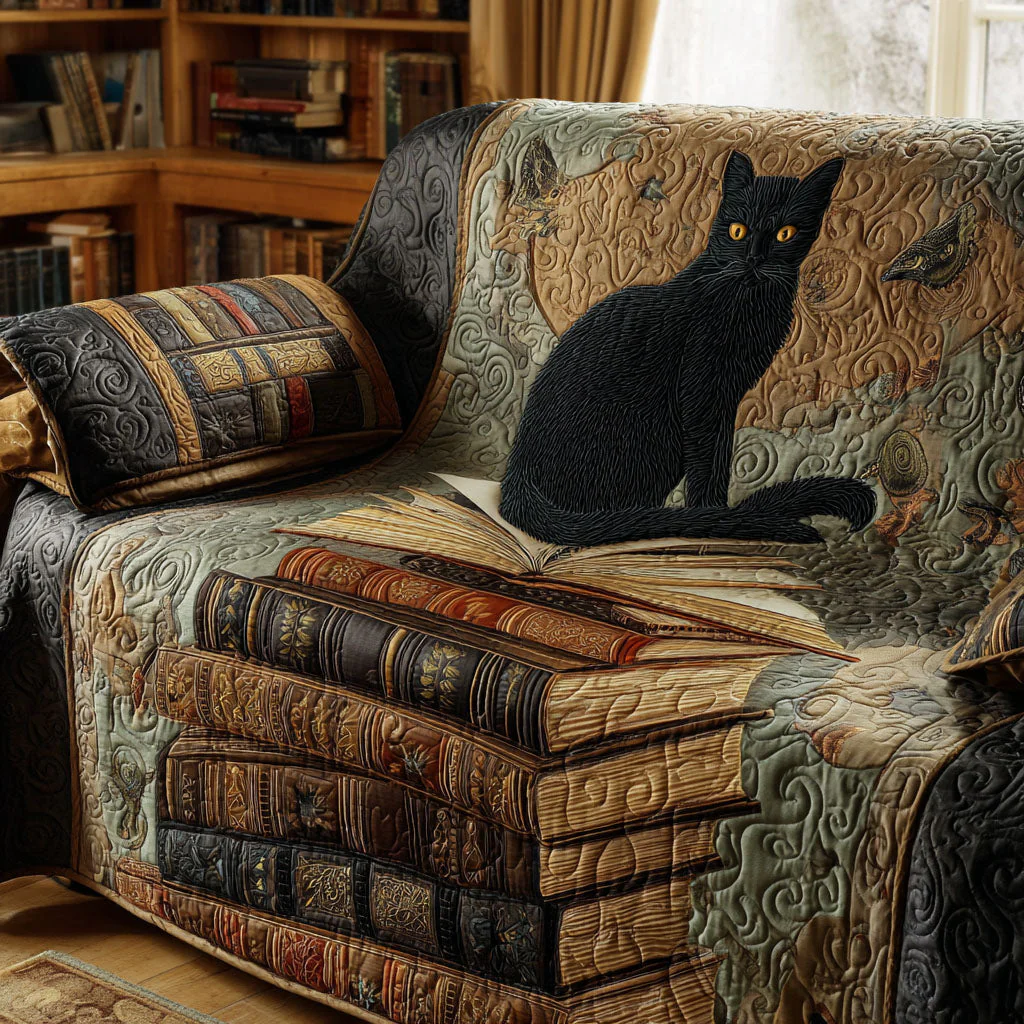 Reading Cat Quilted Sofa Cover NCU0VT355
